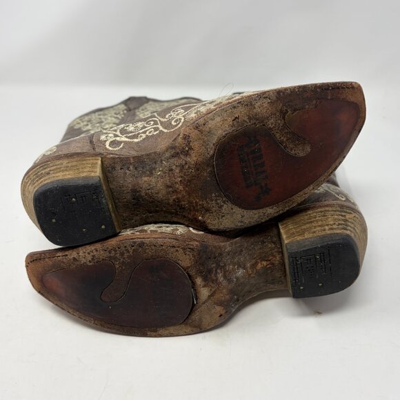 Corral Vintage women's western cowgirl boots 7.5 M embroidered brown snip toe - Picture 6 of 12